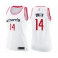 Women's Washington Wizards #14 Ish Smith Swingman White Pink Fashion Basketball Jersey
