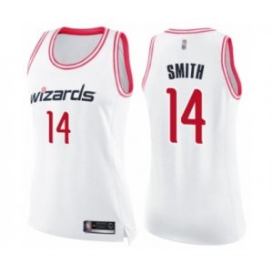 Women\'s Washington Wizards #14 Ish Smith Swingman White Pink Fashion Basketball Jersey