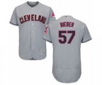 Cleveland Indians #57 Shane Bieber Grey Road Flex Base Authentic Collection Baseball Jersey