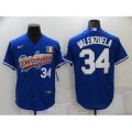Los Angeles Dodgers #34 Fernando Valenzuela Blue Authentic Jersey