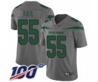New York Jets #55 Ryan Kalil Limited Gray Inverted Legend 100th Season Football Jersey