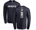 New England Patriots #31 Jonathan Jones Navy Blue Backer Long Sleeve T-Shirt