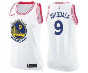 Women\'s Golden State Warriors #9 Andre Iguodala Swingman White Pink Fashion Basketball Jersey