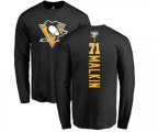 NHL Adidas Pittsburgh Penguins #71 Evgeni Malkin Black Backer Long Sleeve T-Shirt