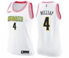 Women's Denver Nuggets #4 Paul Millsap Swingman White Pink Fashion Basketball Jersey