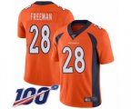 Denver Broncos #28 Royce Freeman Orange Team Color Vapor Untouchable Limited Player 100th Season Football Jersey