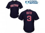 Boston Red Sox #3 Babe Ruth Replica Navy Blue Alternate Road Cool Base MLB Jersey
