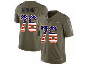 Seattle Seahawks #76 Duane Brown Limited Olive USA Flag 2017 Salute to Service NFL Jersey
