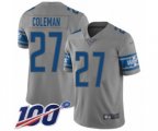 Detroit Lions #27 Justin Coleman Limited Gray Inverted Legend 100th Season Football Jersey