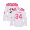 Women Pittsburgh Penguins #34 Nathan Legare Authentic White Pink Fashion Hockey Jersey