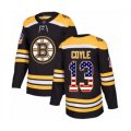Boston Bruins #13 Charlie Coyle Authentic Black USA Flag Fashion Hockey Jersey