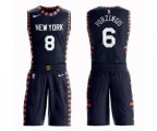 New York Knicks #6 Kristaps Porzingis Swingman Navy Blue Basketball Suit Jersey - City Edition