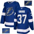 Tampa Bay Lightning #37 Yanni Gourde Authentic Royal Blue Fashion Gold NHL Jersey