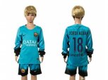 Barcelona #18 Jordi Alba SEC Away Long Sleeves Kid Soccer Club Jersey