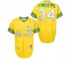 Oakland Athletics #34 Rollie Fingers Authentic Gold Throwback Baseball Jersey