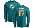 Miami Dolphins #17 Allen Hurns Aqua Green Name & Number Logo Long Sleeve T-Shirt