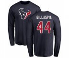 Houston Texans #44 Cullen Gillaspia Navy Blue Name & Number Logo Long Sleeve T-Shirt