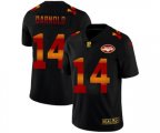 New York Jets #14 Sam Darnold Men's Black Nike Red Orange Stripe Vapor Limited NFL Jersey