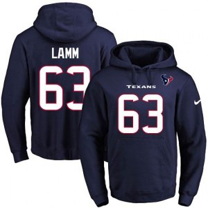 Houston Texans #63 Kendall Lamm Navy Blue Name & Number Pullover Hoodie