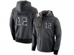 Green Bay Packers #12 Aaron Rodgers Stitched Black Anthracite Salute to Service Player Performance Hoodie