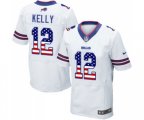Buffalo Bills #12 Jim Kelly Elite White Road USA Flag Fashion Football Jersey