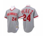 Cincinnati Reds #24 Tony Perez Authentic Grey Throwback Baseball Jersey