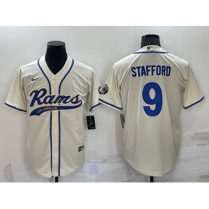 Los Angeles Rams #9 Matthew Stafford Cream Stitched Cool Base Nike Baseball Jersey