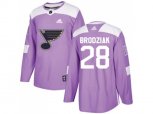 Adidas St. Louis Blues #28 Kyle Brodziak Purple Authentic Fights Cancer Stitched NHL Jersey