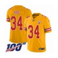 Kansas City Chiefs #34 Carlos Hyde Limited Gold Inverted Legend 100th Season Football Jersey