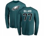 Philadelphia Eagles #77 Andre Dillard Green Name & Number Logo Long Sleeve T-Shirt