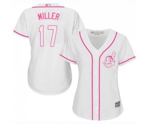 Women\'s Cleveland Indians #17 Brad Miller Replica White Fashion Cool Base Baseball Jersey