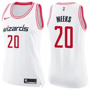 Women\'s Washington Wizards #20 Jodie Meeks Swingman White Pink Fashion NBA Jersey