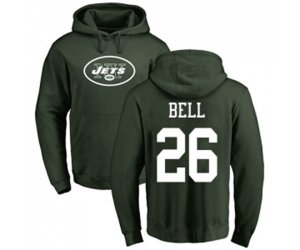 New York Jets #26 Le\'Veon Bell Green Name & Number Logo Pullover Hoodie