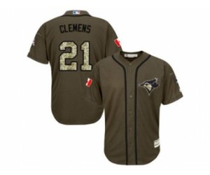 Toronto Blue Jays #21 Roger Clemens Green Salute to Service Stitched Baseball Jersey