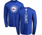 Philadelphia 76ers #1 Landry Shamet Royal Blue Backer Long Sleeve T-Shirt