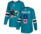 Adidas San Jose Sharks #8 Joe Pavelski Authentic Teal Green USA Flag Fashion NHL Jersey