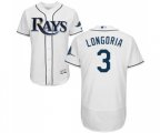 Tampa Bay Rays #3 Evan Longoria White Home Flex Base Authentic Collection Baseball Jersey