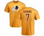 Washington Redskins #7 Dwayne Haskins Gold Name & Number Logo T-Shirt