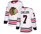 Chicago Blackhawks #7 Chris Chelios Authentic White Away NHL Jersey