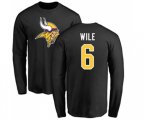 Minnesota Vikings #6 Matt Wile Black Name & Number Logo Long Sleeve T-Shirt