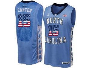 2016 US Flag Fashion 2016 Men\'s North Carolina Tar Heels Vince Carter #15 College Basketball Jersey - Blue