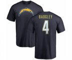 Los Angeles Chargers #4 Michael Badgley Navy Blue Name & Number Logo T-Shirt