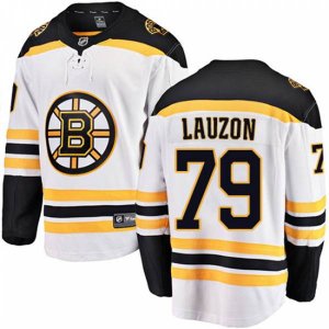 Boston Bruins #79 Jeremy Lauzon Authentic White Away Fanatics Branded Breakaway NHL Jersey