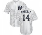 New York Yankees #14 Brian Roberts Authentic White Team Logo Fashion MLB Jersey
