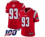 New England Patriots #93 Lawrence Guy Limited Red Inverted Legend 100th Season Football Jersey