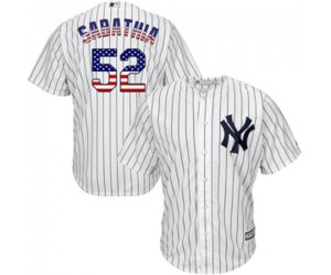 New York Yankees #52 C.C. Sabathia Replica White USA Flag Fashion Baseball Jersey