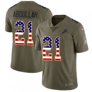 Detroit Lions #21 Ameer Abdullah Limited Olive USA Flag Salute to Service NFL Jersey