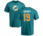 Miami Dolphins #19 Jakeem Grant Aqua Green Name & Number Logo T-Shirt