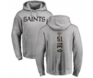 New Orleans Saints #51 Manti Te\'o Ash Backer Pullover Hoodie