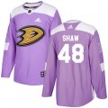 Anaheim Ducks #48 Logan Shaw Authentic Purple Fights Cancer Practice NHL Jersey